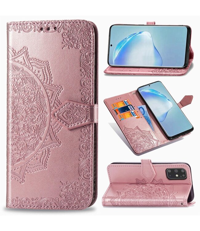 Rosegoud Mandala Bookcase Hoesje voor de Samsung Galaxy S20 Plus