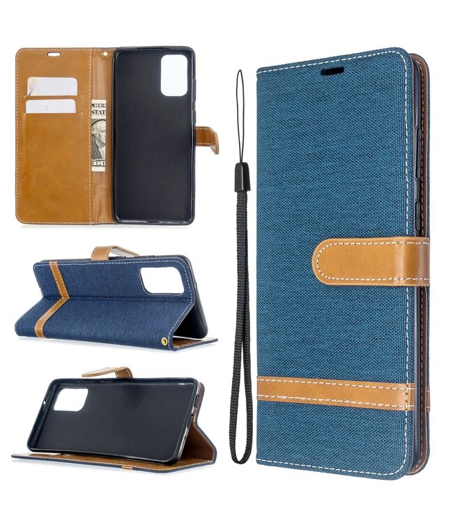 Blauw Canvas Bookcase Hoesje voor de Samsung Galaxy S20 Plus