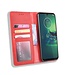 Rood Vintage Bookcase Hoesje voor de Motorola Moto G8 Plus