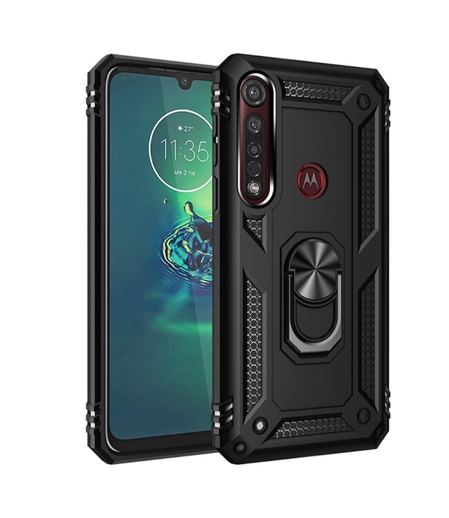 Zwart Hybrid Hoesje voor de Motorola Moto G8 Plus