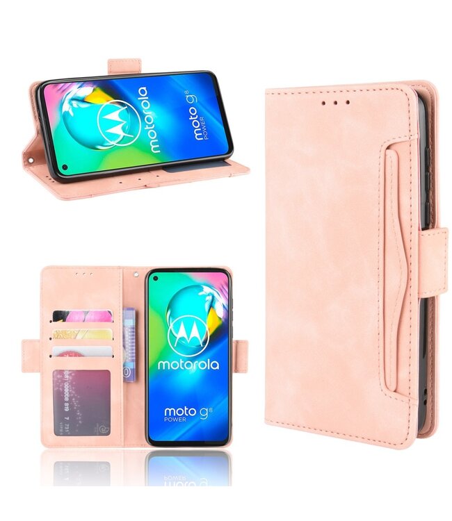 Rosegoud Bookcase Hoesje voor de Motorola Moto G8 Power