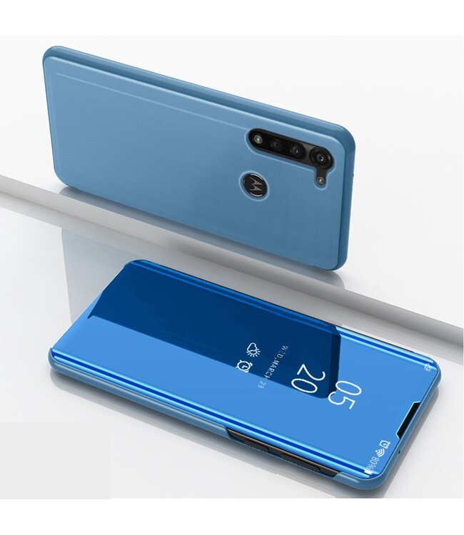 Blauw Spiegel Bookcase Hoesje voor de Motorola Moto G8 Power