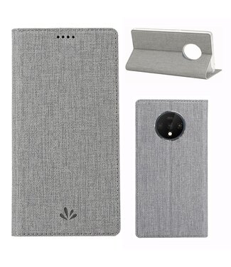 Vili DMX Grijs Stof Bookcase Hoesje OnePlus 7T