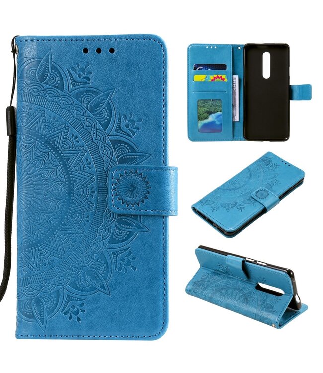 Blauw Mandala Bookcase Hoesje voor de OnePlus 8