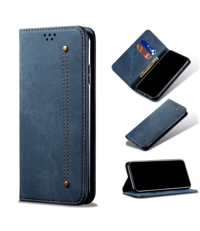 Blauw Retro Bookcase Hoesje voor de OnePlus 8 Pro