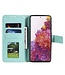 Turquoise Bloemen Bookcase Hoesje voor de Samsung Galaxy S20 FE