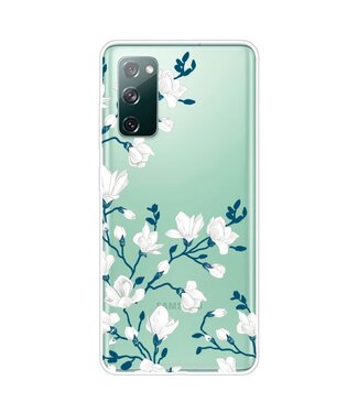 Witte bloemen TPU Hoesje Samsung Galaxy S20 FE