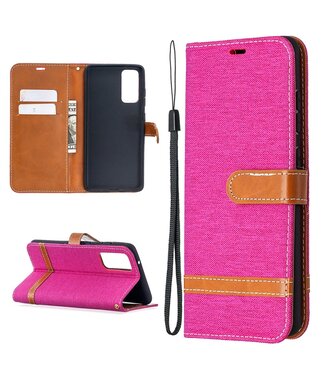 Roze Jeans Bookcase Hoesje Samsung Galaxy S20 FE