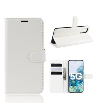 Wit Litchee Bookcase Hoesje Samsung Galaxy S20 FE