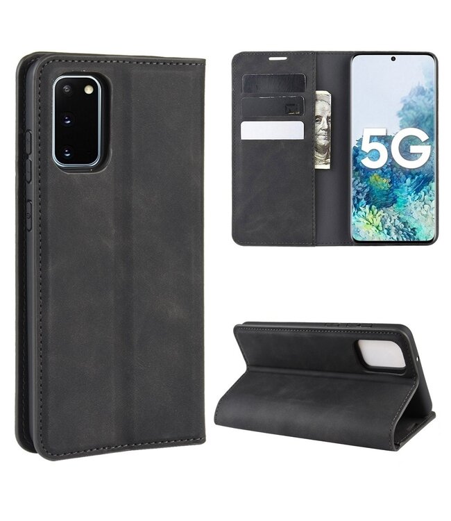 Zwart Silky Touch Bookcase Hoesje voor de Samsung Galaxy S20 FE