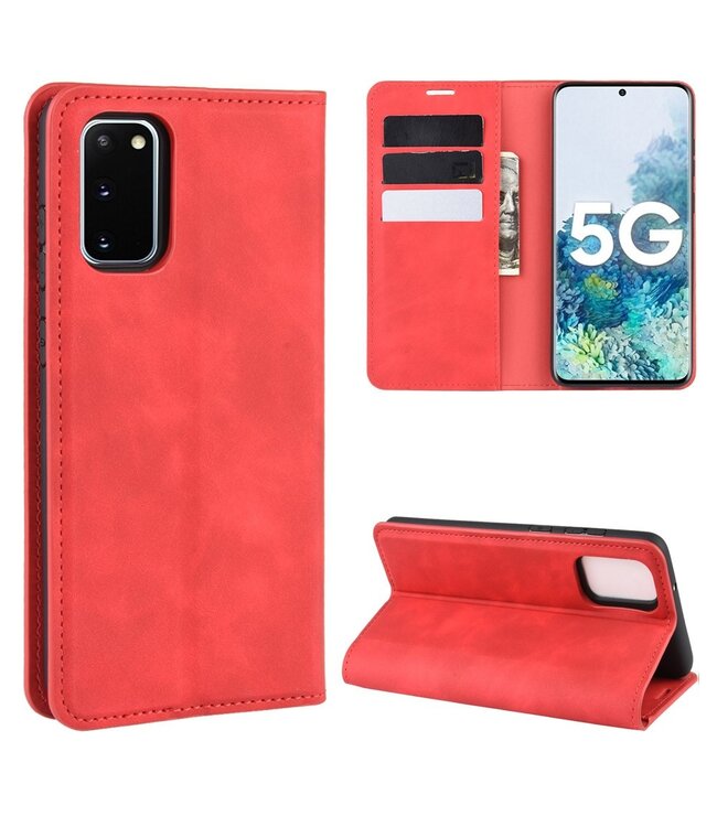 Rood Silky Touch Bookcase Hoesje voor de Samsung Galaxy S20 FE