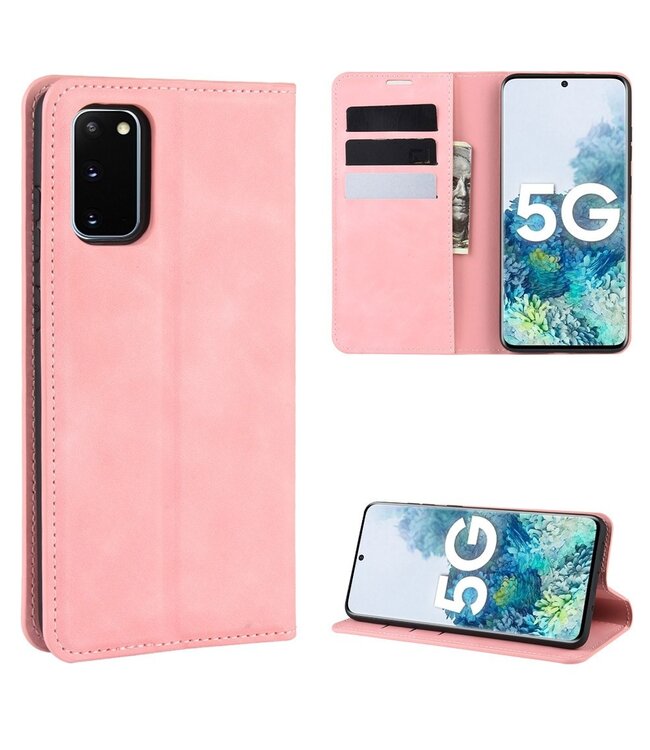 Roze Silky Touch Bookcase Hoesje voor de Samsung Galaxy S20 FE