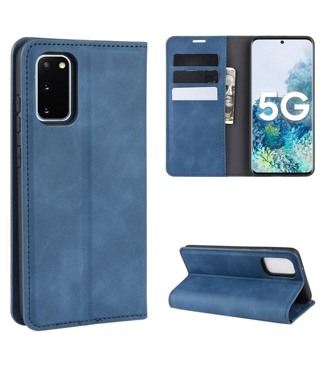 Blauw Silky Touch Bookcase Hoesje voor de Samsung Galaxy S20 FE