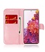 Roze Bloemenpatroon Bookcase Hoesje voor de Samsung Galaxy S20 FE