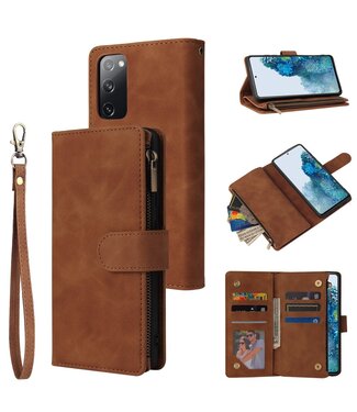 Bruin Pasjeshouders Bookcase Hoesje Samsung Galaxy S20 FE