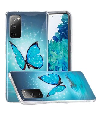 Blauwe Vlinder TPU Hoesje Samsung Galaxy S20 FE