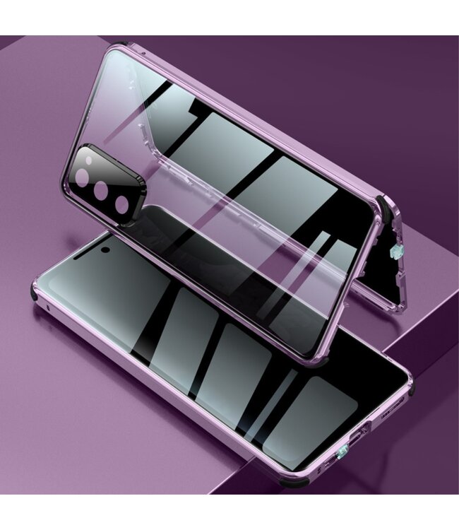 Paars Dubbelzijdig Tempered Glass Hoesje voor de Samsung Galaxy S20 FE