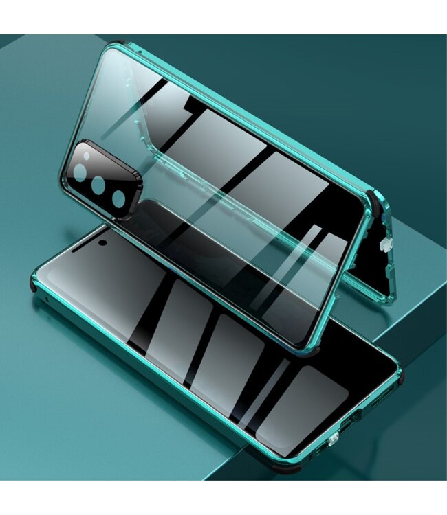 Turquoise Dubbelzijdig Tempered Glass Hoesje voor de Samsung Galaxy S20 FE