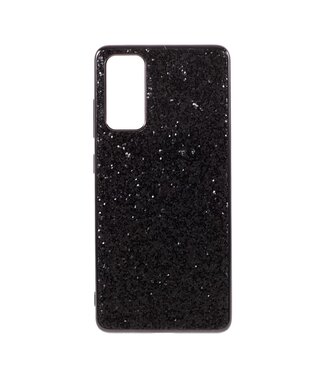 Zwart Glitter Hybrid Hoesje Samsung Galaxy S20 FE