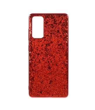 Rood Glitter Hybrid Hoesje Samsung Galaxy S20 FE