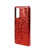 Rood Glitter Hybrid Hoesje voor de Samsung Galaxy S20 FE