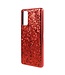 Rood Glitter Hybrid Hoesje voor de Samsung Galaxy S20 FE