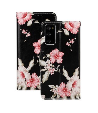 Roze Bloemen Bookcase Hoesje Samsung Galaxy S20 FE