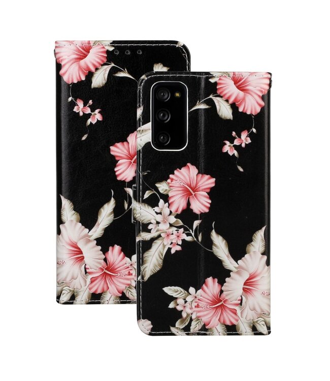 Roze Bloemen Bookcase Hoesje voor de Samsung Galaxy S20 FE