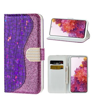 Paars Bling Bling Bookcase Hoesje Samsung Galaxy S20 FE