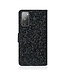 Zwart Glitters en Koord Bookcase Hoesje voor de Samsung Galaxy S20 FE