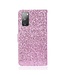 Rosegoud Glitters en Koord Bookcase Hoesje voor de Samsung Galaxy S20 FE