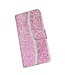 Rosegoud Glitters en Koord Bookcase Hoesje voor de Samsung Galaxy S20 FE