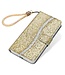 Goud Glitters en Koord Bookcase Hoesje voor de Samsung Galaxy S20 FE