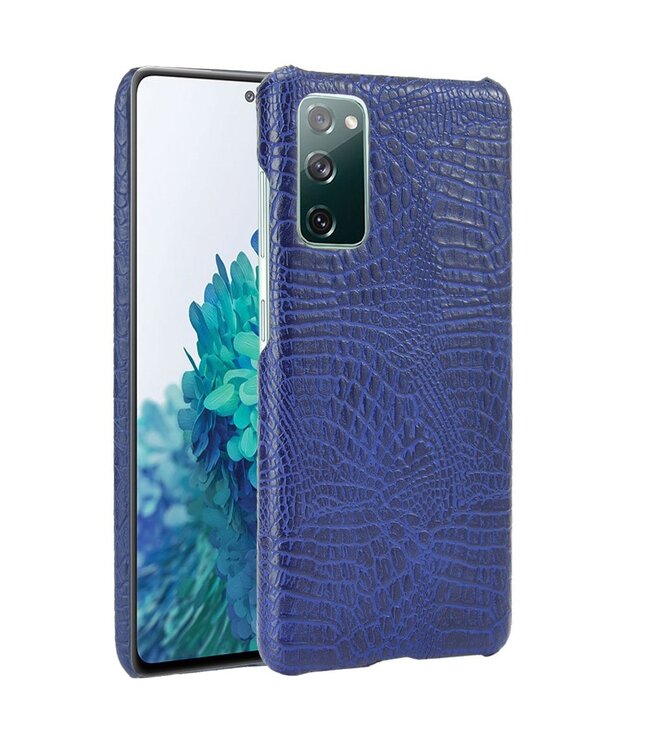 Blauw Krokodillen Faux Lederen Hoesje voor de Samsung Galaxy S20 FE