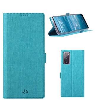 Vili DMX K Blauw Stoffen Bookcase Hoesje Samsung Galaxy S20 FE