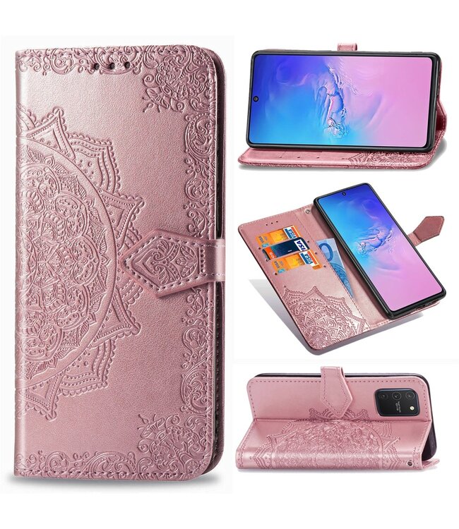 Rosegoud Mandala Bloem Bookcase Hoesje voor de Samsung Galaxy S10 Lite