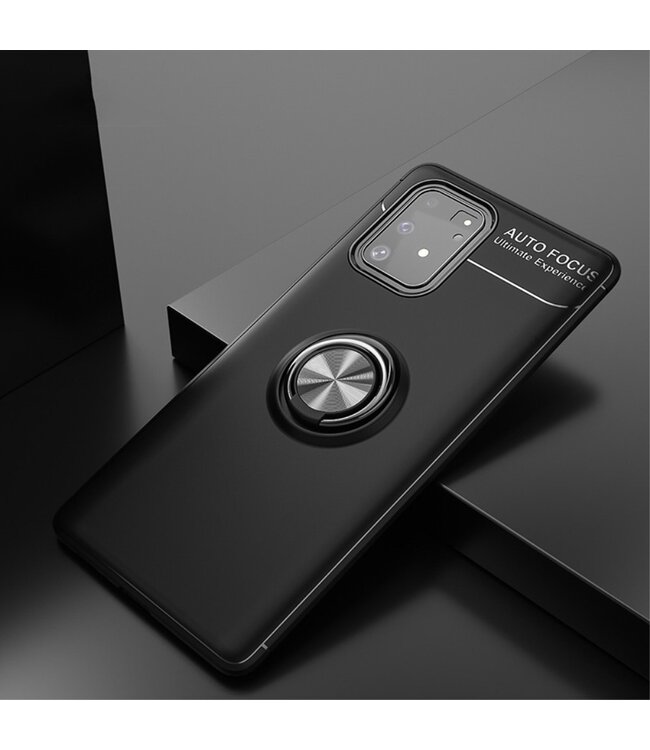 Lenuo Zwart Ring Kickstand TPU Hoesje voor de Samsung Galaxy S10 Lite