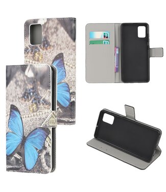 Blue Butterfly Bookcase Hoesje Samsung Galaxy A71