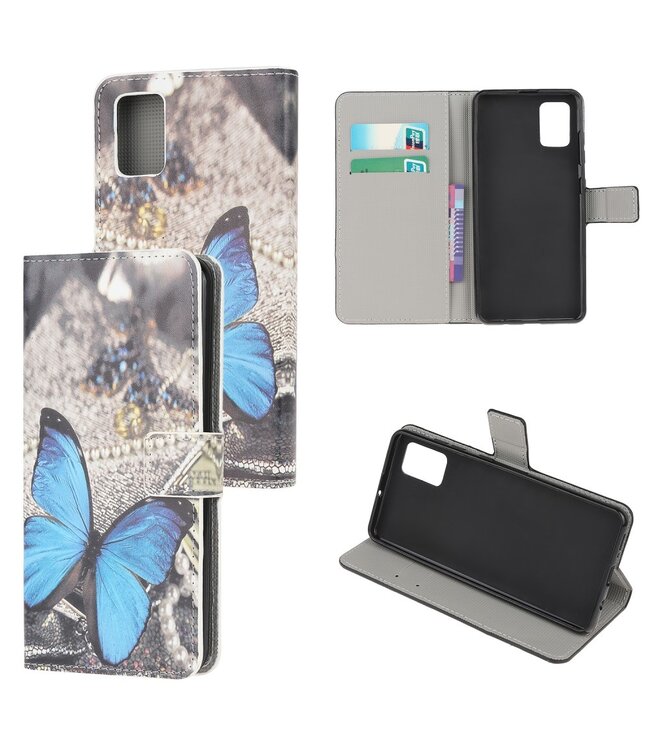 Blue Butterfly Bookcase Hoesje voor de Samsung Galaxy A71