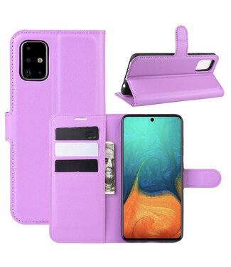 Paars Litchee Bookcase Hoesje Samsung Galaxy A71