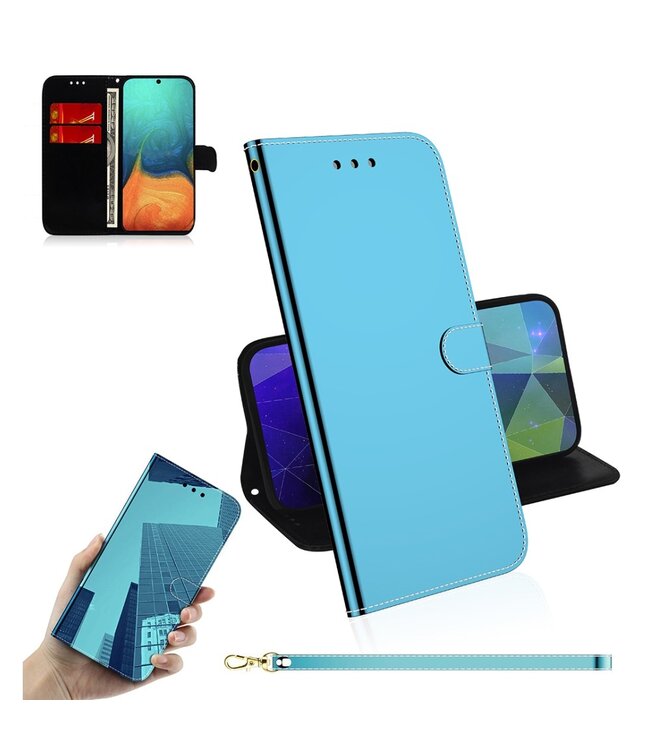 Blauw Spiegel Bookcase Hoesje voor de Samsung Galaxy A71