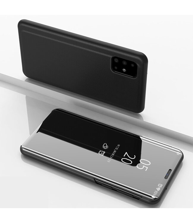 Zwart Spiegel Bookcase Hoesje voor de Samsung Galaxy A71
