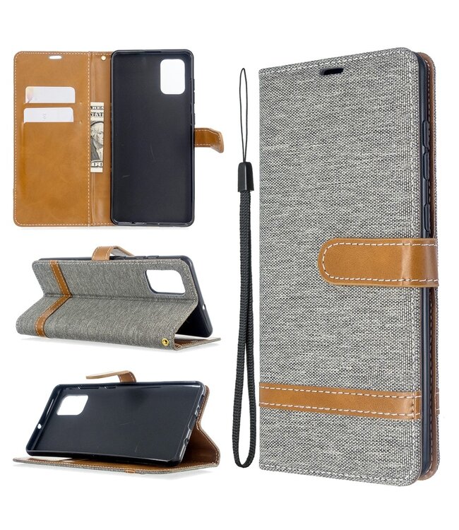 Grijs Jeans Bookcase Hoesje voor de Samsung Galaxy A71