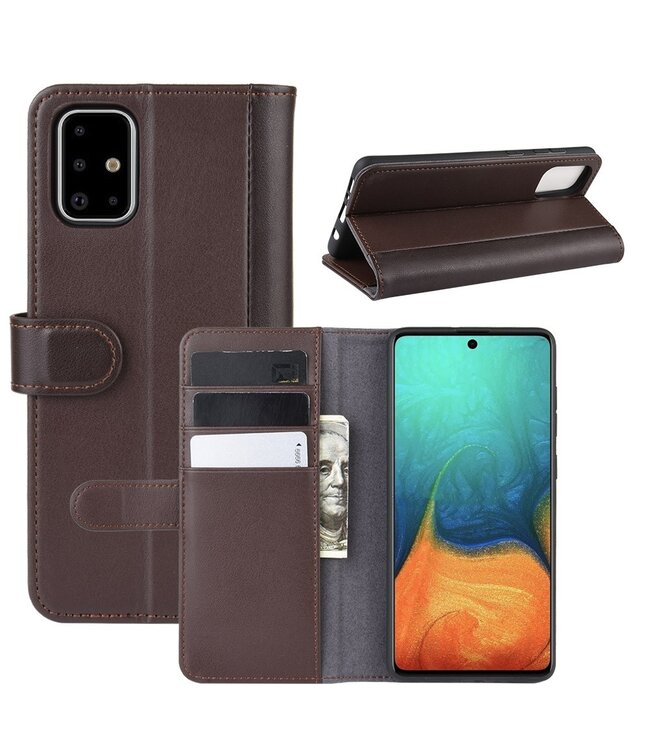 Bruin Split Leren Bookcase Hoesje voor de Samsung Galaxy A71