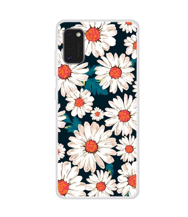 Witte Bloemen Hoesje voor de Samsung Galaxy A71