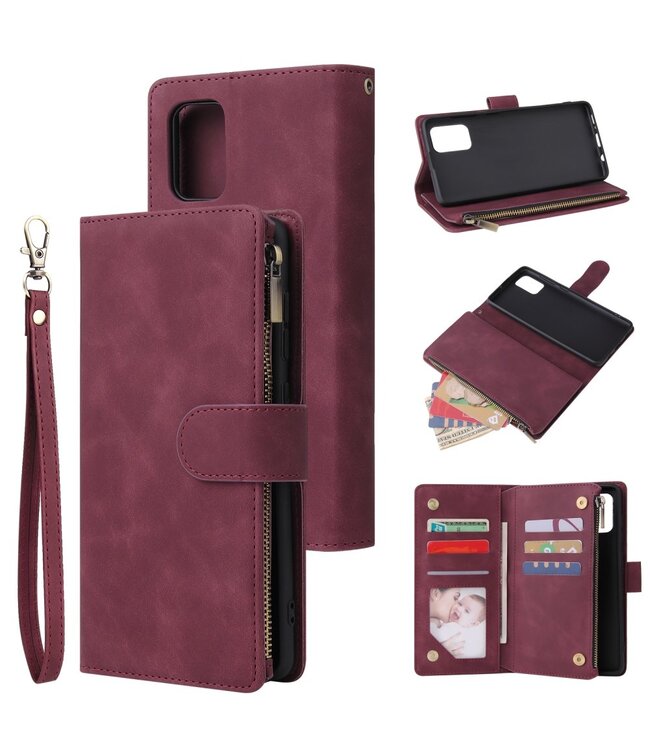 Aubergine Multifunctioneel Bookcase Hoesje voor de Samsung Galaxy A71