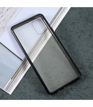 Zwart Metaal + Tempered Glass Hoesje Samsung Galaxy A71