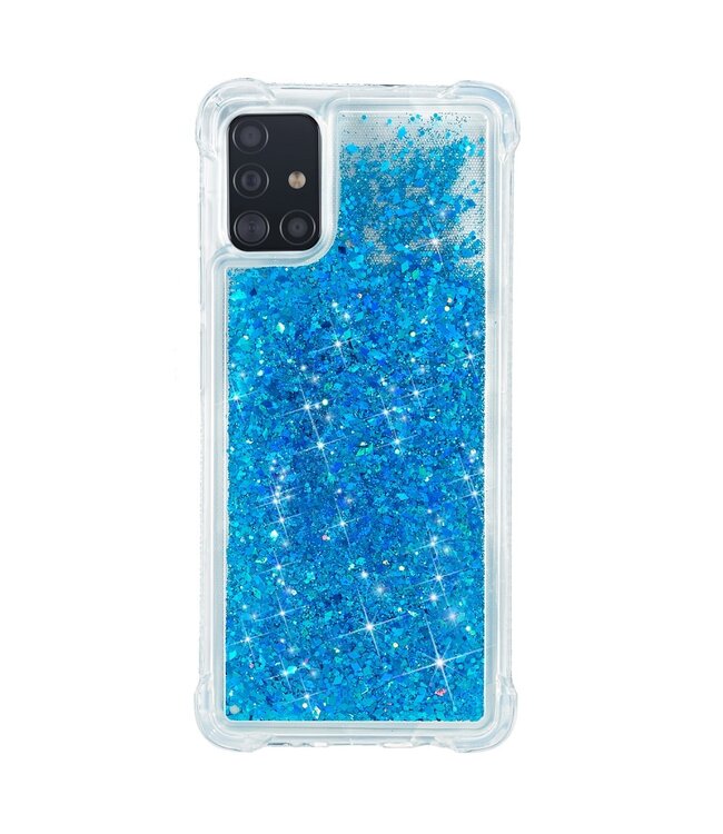 Blauw Glitter TPU Hoesje voor de Samsung Galaxy A71