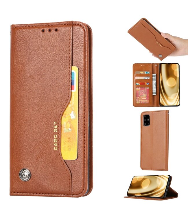 Bruin Portemonnee Bookcase Hoesje voor de Samsung Galaxy A51