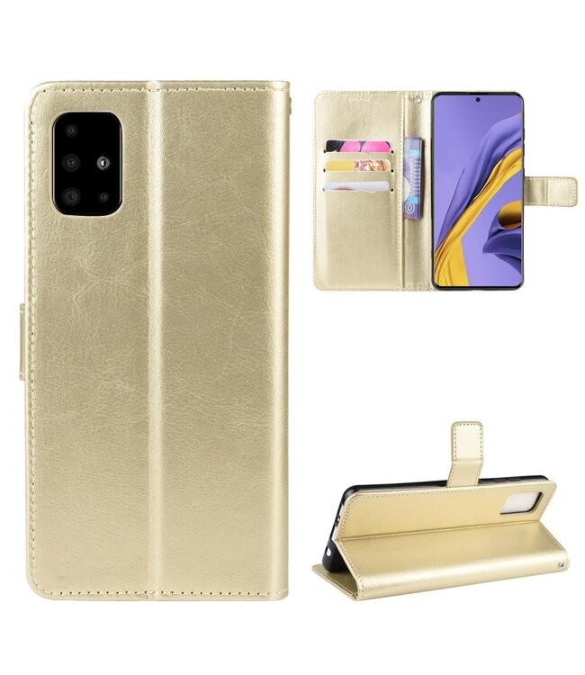 Goud Wallet Bookcase Hoesje voor de Samsung Galaxy A51